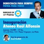 Kicillof inaugura el Ateneo “Raúl Alfonsín” en La Plata